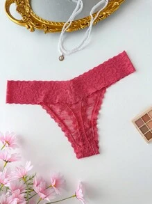 SHEIN 女士性感粉色蕾丝丁字裤