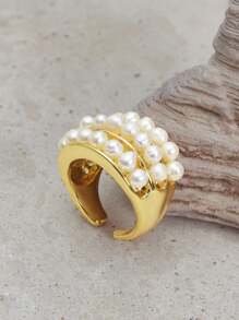 Opalesca 1pc Pearl/Mother Of Pearl Textured, Metallic/Metallic Feel, Beaded Ring, Elegant, Cute, Luxury, Wedding, Holiday, Vacation, Camping, Y2K/For Mom/Women/Girl/Fall/Autumn/Winter/Festival/Holiday/Vacation/Old Money/Halloween,For Mom/Women/Girl/Mother,Fall/Autumn/Winter,Outfits,Old Money,Premium,Pearl,Elegant,Fairycore/Fairy