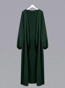 Al Najma عباءة نسائية بأكمام فانوس بلون واحد، بطراز عربي، عباءة ماكسي كاجوال للاستخدام اليومي أو المنزلي