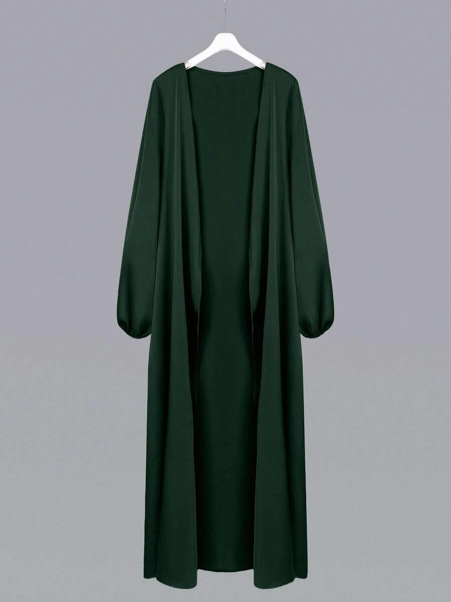 Al Najma عباءة نسائية بأكمام فانوس بلون واحد، بطراز عربي، عباءة ماكسي كاجوال للاستخدام اليومي أو المنزلي