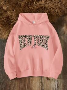 SHEIN Leap Crew Tween Girl Casual Long Sleeve Hooded Thick Sweatshirt, Suitable For Autumn/Winter Fall