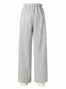 1 buc pantaloni sport casual minimalisti tricotați cu buzunar, subțiri, cu picior drept, pentru tineret, primăvară/toamnă