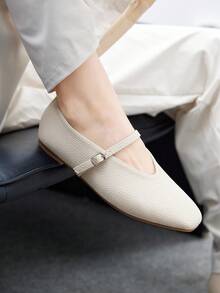 CUCCOO BIZCHIC Women's Fashion Commuter Versatile Casual Mary Jane Flat Shoes For Christmas Spring Shoes - Beige - View 3