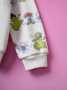 Nick 90s | SHEIN 2 pièces Ensemble décontracté pour bébé garçon, sweat-shirt à capuche à manches longues avec motif de dinosaure mignon et pantalon à cordon, abricot - Multicolore - Voir 3