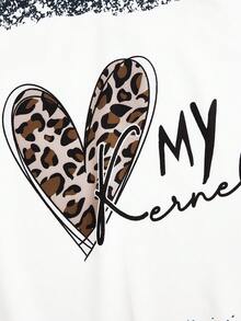 SHEIN LUNE 豹紋和心形印花落肩袖運動衫 - 彩色 - 查看 7