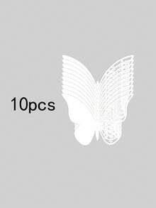 SHEIN 10pcs/20pcs/50pcs Butterfly Cup Cards, Hollow Out Wedding Party Decor Paper Cards, Purple Butterfly Wall Sticker Table Place Cards, Suitable For Gifts, Baptism, Wedding Box - Adorable Party Decorations And Guest Favors - White - View 9