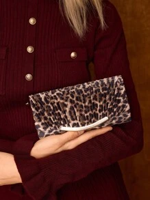 MOTF PREMIUM LEOPARD PRINT PU LEATHER CLUTCH BAG - Brown - View 2