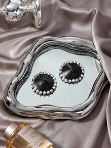 SHEIN Rivet Embellished Leather Nipple Cover - Black - View 1