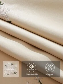 Anewsta Casual Fashion Versatile Long Sleeve Zip-Up Embroidered Short Women Leather Jacket - Apricot - View 2