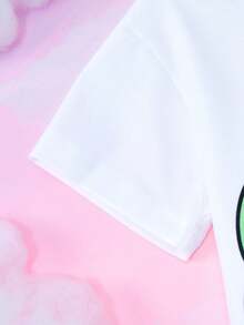 My Little Pony X SHEIN 2 件套年轻女孩休闲可爱马匹印花圆领短袖 T 恤和短裤，夏季 - 彩色 - 查看 5