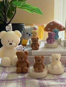 创意迷你熊形硅胶模具 - 生活艺术创作器，硅胶材质，易于拆卸和清洁，专为蜡烛制作、石膏雕塑和创意绘画而设计。重返校园。 - 白色 - 查看 2