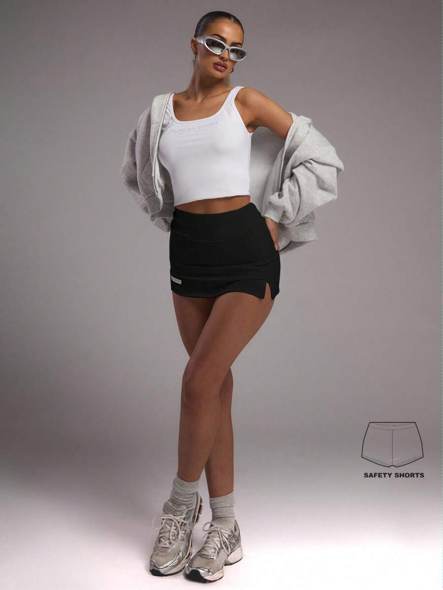 Musera Sport Minifalda deportiva de ajuste ceñido con dobladillo dividido, para pádel, raquetbol, pickleball, tenis, gimnasio y fitness