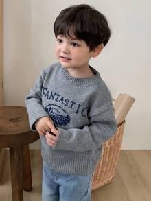 DAZY 男童街头休闲圆领英文字母针织毛衣，秋冬