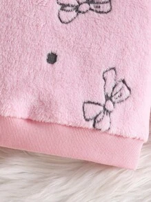 SHEIN 2 Stücke Baby Mädchen Jacke mit Schleifendekor, Rundhalsausschnitt, Langarm & Hose mit elastischem Bund, Kinderkleidung, Babykleidung, geeignet für Herbst/Winter, Party & Alltag