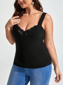 Firerie Top con encaje en contraste ancho con tira