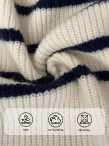 Elaquor Plus Size Women Casual Striped V-Neck Long Sleeve Cardigan In Fall/Winter