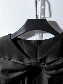 GlowEve Halloween Kostüm schwarzes Minikleid mit rundem Ausschnitt, Taillenschleife, elegant romantisch, ärmellos