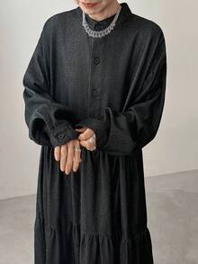 FRIFUL Women's Casual Washed Long Denim Dress