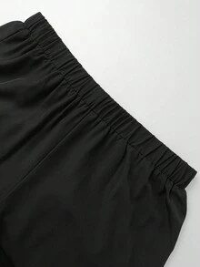 GlowEve CURVE 加大码女式 Regalyn 条纹圆领长袖衬衫上衣和黑色松紧腰裤套装 - 黑與白 - 查看 5