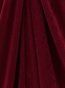 Aloruh 女式纯色褶皱圆领镂空无袖连衣裙 - 酒紅色 - 查看 10