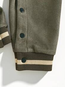 SHEIN 男婴加州字母印花长袖单排扣休闲连体衣，冬季男婴棒球夹克，男婴服装，棒球连体衣，男婴服装，男婴服装，婴儿秋季连体衣，男婴连体衣，6个月-3岁