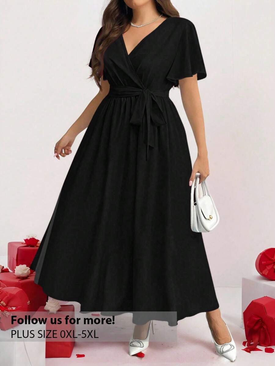 Firerie Váy rộng họa tiết hoa cổ điển thường ngày cỡ lớn, phù hợp cho mùa xuân và mùa thu - màu đen - Xem 1