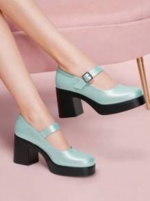 CUCCOO DOLLMOD Women's Blue Crystal Fashionable Sweet Retro High Heel Pumps - Blue - View 1