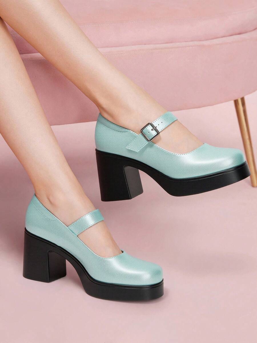 CUCCOO DOLLMOD Women's Blue Crystal Fashionable Sweet Retro High Heel Pumps - Blue - View 1