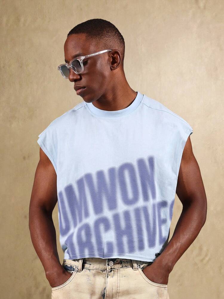 Boxy Fit Tank Top With Raw Edge And Number Print