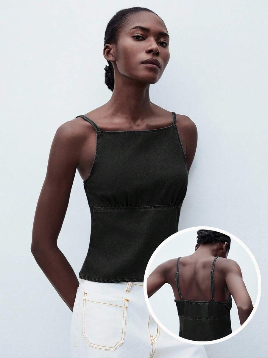 Maija 女士时尚休闲日常吊带背心上衣，基本款简约商务休闲外套上衣，适合派对和聚会，秋冬季