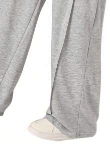 1 buc pantaloni sport casual minimalisti tricotați cu buzunar, subțiri, cu picior drept, pentru tineret, primăvară/toamnă