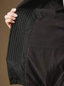 Anewsta Abrigo corto acolchado negro elegante para mujer con un exquisito ribete bordado con cuentas, adecuado para otoño, invierno, salir, formal, fiesta, elegante, Año Nuevo, Navidad, trabajo, graduación