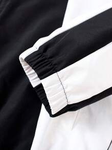 Manfinity ZONE917 男士撞色休闲拉链长袖户外风衣夹克，秋季 - 黑色 - 查看 5