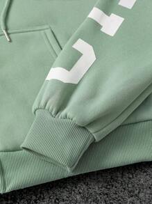 INAWLY Sweat-shirt à capuche matelassé thermique, veste ample et courte pour l'automne/l'hiver