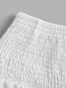 SHEIN MOD Casual Vacation Style Waist Drawstring Layered Mesh Fabric Skirt, Women's A-Line Skirt Suitable For Summer Vacation Suitable For Going Out Chic Dress