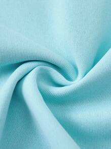 My Little Pony X SHEIN 年轻女孩休闲可爱卡通彩虹字母图案短袖T恤，夏季 - 藍色 - 查看 7