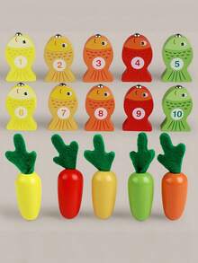 MINKOJA 1套多功能钓鱼胡萝卜喂食游戏益智玩具，适合幼儿学龄前学习精细运动技能训练蒙特梭利感官游戏互动农场动物喂食活动（款式配件随机） - 彩色 - 查看 9