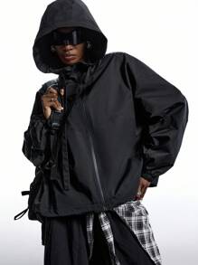 TrendSteals 2025 New Arrive Minimalism Fall Women's Casual Versatile Solid Color Hooded Jacket - Black - View 9