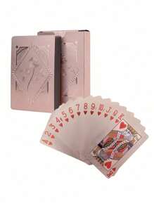 1 Set Rose Waterproof Plastic Poker Cards,Golden Foil Playing Cards For Party Game,(Golden/Silvery/Black/Pink),Gaming Gift Playing Cards,Cards,Card Games,Playing Cards,Cards,Games,Card Dealer,Gold,Poker Night,Playing Cards,Card Games,Cards - Multicolor - View 8