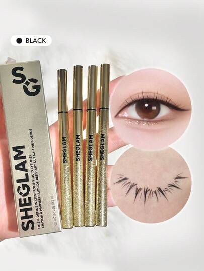 SHEGLAM Line & Define 防水眼線液-黑色持久啞光眼線筆防汗不暈染專業眼妝派對眼線筆 品牌 美容 化妝 化妝品 適合女性與女孩 完美搭配冬季 Y2K 時尚 流行 生日禮物 假期 派對準備就緒 最佳顏色