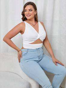 Firerie Plus Twist Front Cut Out Tank Top - White - View 4