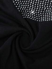 ROMWE MEN Prep Men's Rhinestone Embellished Long Sleeve T-Shirt - Black - View 3