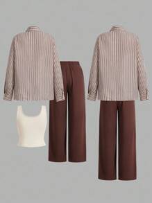 Easowa 3 件套女士休闲衬衫、背心和裤子套装 女士秋季服装 秋季女装 商务休闲女装 女士办公室服装 女士休闲套装 女士纽扣衬衫 女士工作服 女士秋季服装 女士教师衬衫 女士机场服装 女士秋装 商务休闲装 女士外出服装 秋装 女士秋季服装 女士办公室服装 女士休闲套装 棕色裤子 棕色 棕色衬衫 女士棕色套装 棕色裤子套装 S 棕色宽 - 彩色 - 查看 3