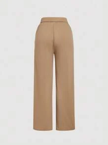 SHEIN MOD 女士两件套棕色复古喇叭袖修身西装外套和直筒裤，节日女装，女装，新年，优雅套装，秋冬新年装扮 - 棕色 - 查看 6