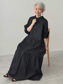 FRIFUL Women's Casual Washed Long Denim Dress