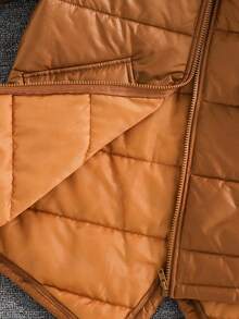 SHEIN Kids/Tween Boys' Brown Winter Padded Coat,Casual Hooded Parka Jacket,Suitable For School,Daily Casual,Travel,Sports,Autumn/Winter Children Jacket - Brown - View 4