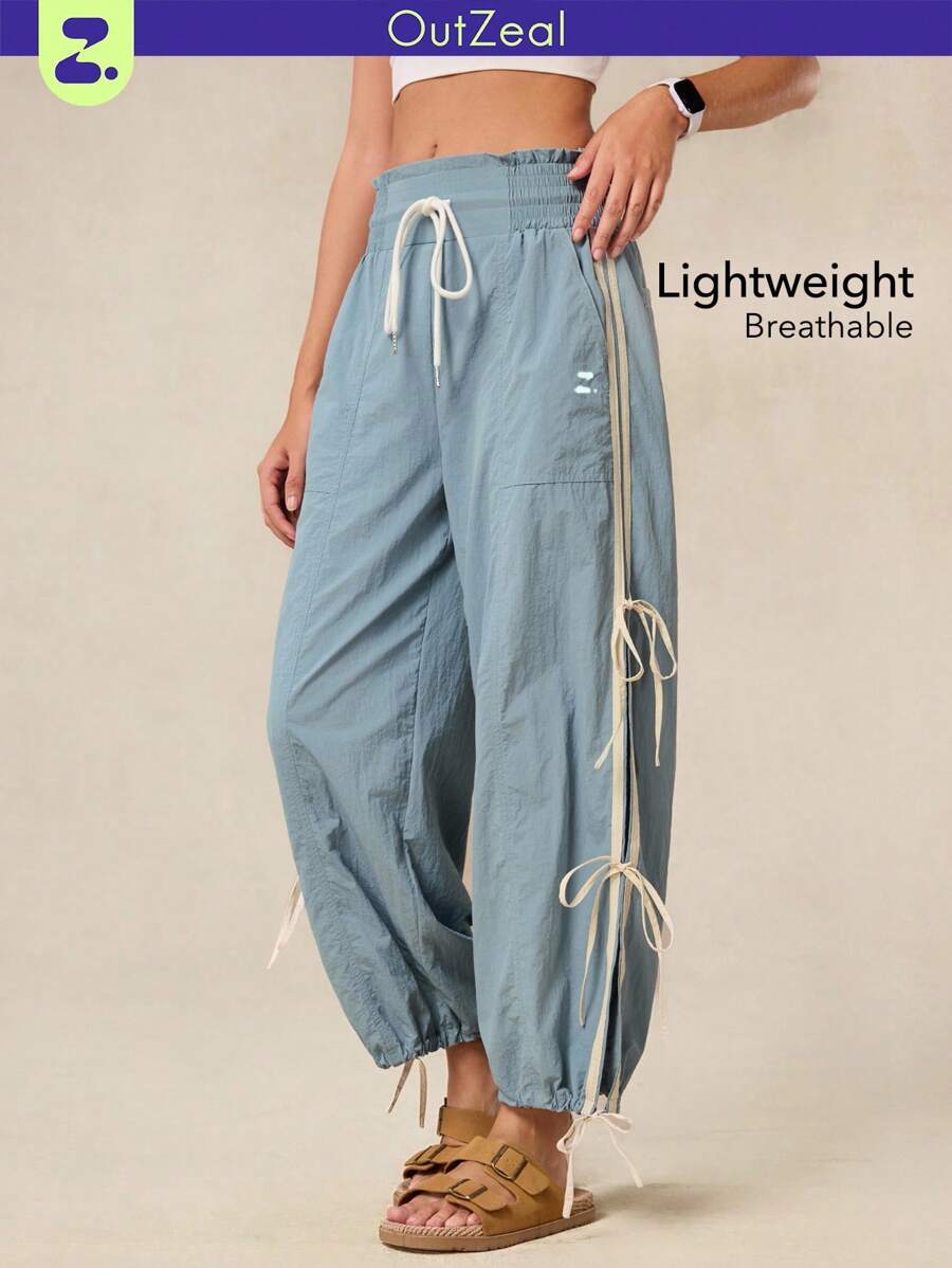 OutZeal 女士户外裤 露营徒步 防水高腰侧开衩设计带口袋 - 藍色 - 查看 1