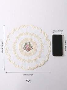 1/4pcs Polyester Embroidered Placemats For Kitchen, Dining Room, Table Decoration, Heat Insulation, Anti-Scratch, Anti-Dust, Suitable For Wedding, Party, Gift, Birthday, Christmas - White - View 21