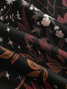 ROMWE 2pcs/Set Plus Size Women's Vacation Gothic Floral Print Camisole Top And Elastic Waist Midi Skirt - Orange - View 7