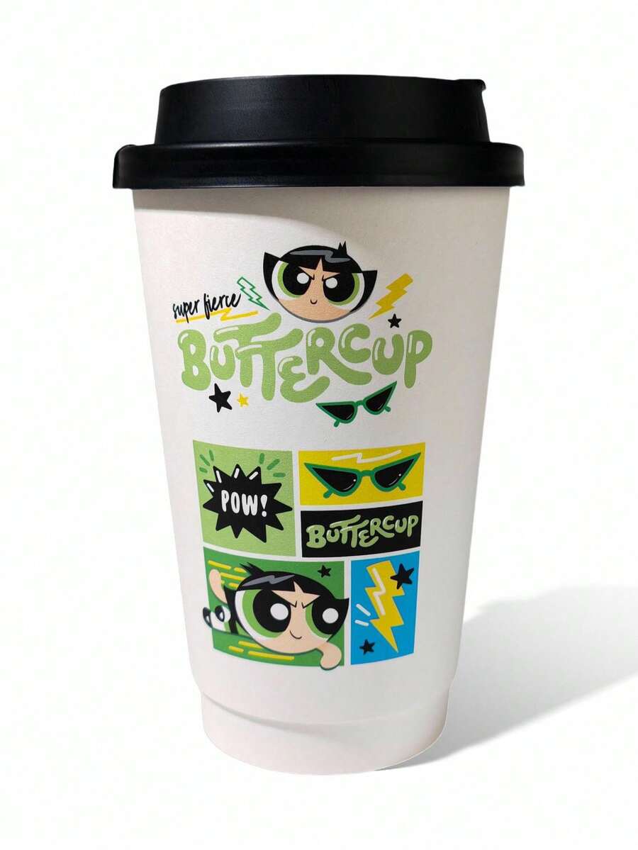 THE POWERPUFF GIRLS X SHEIN Buttercup Pattern Creative Paper Cup With Cute Pattern - Multicolor - View 1